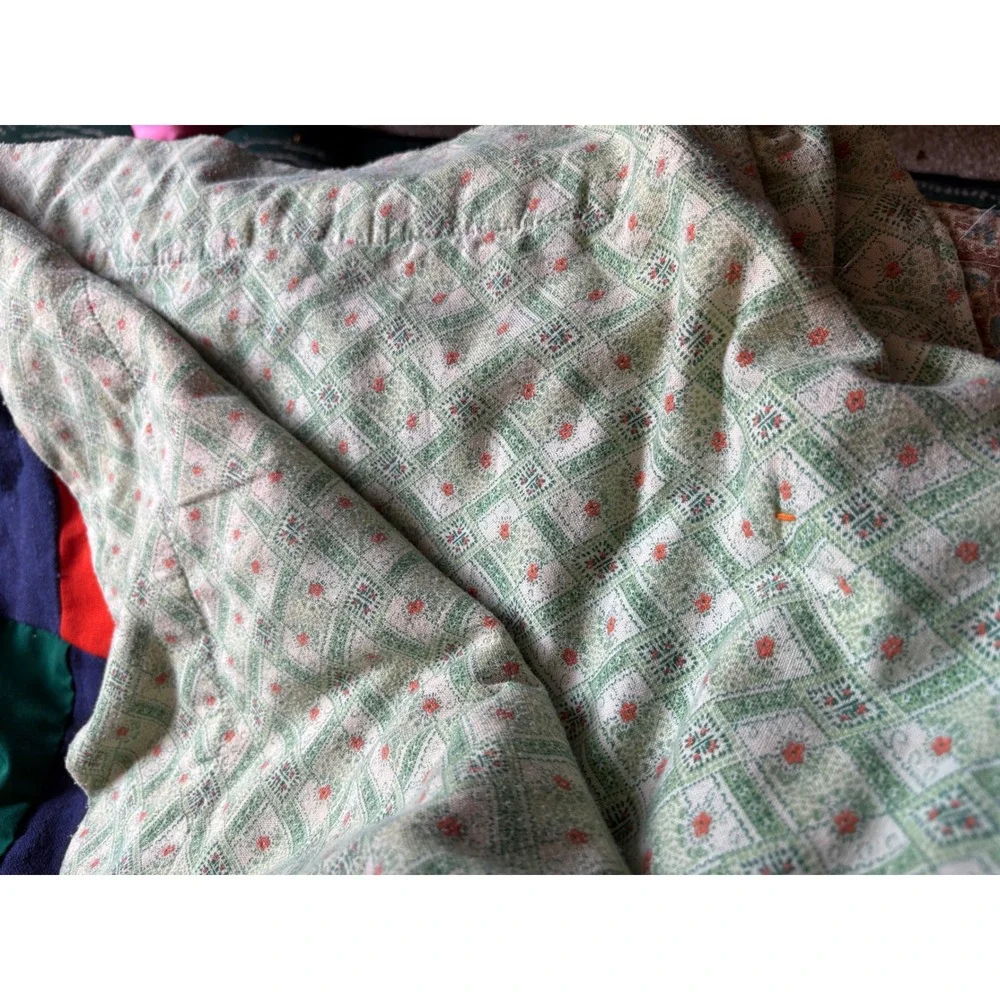 Vintage Handmade Patchwork Tied Quilt Multi Color Plaid Paisley Block Farmhouse